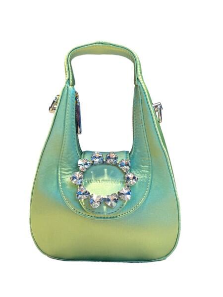 Chiara Ferragni - Chiara Ferragni Golden Eye Star, Abendtasche Satin, Grün von Chiara Ferragni