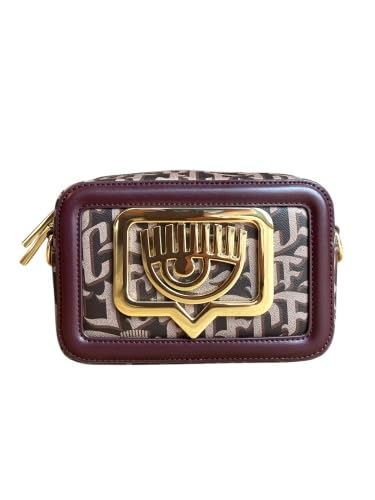 Chiara Ferragni Eyelike Camera Bag, Umhängetasche, Gothic Print Braun von Chiara Ferragni