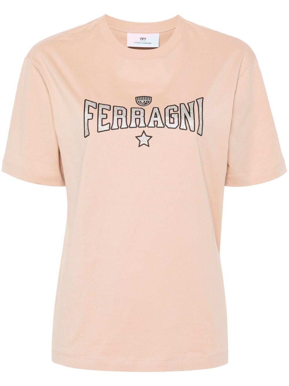 Chiara Ferragni T-Shirt mit Glitter-Print - Nude von Chiara Ferragni