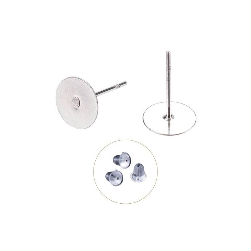 20x Ohrstecker 12x8mm Mit Gummistopper Rohlinge Ohrringe Edelstahl Klebeplatte von ChiarasEngelshop