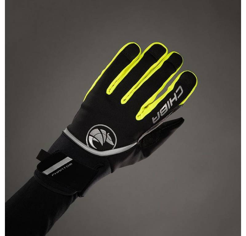 Chiba Fahrradhandschuhe CHIBA Phantom - Radhandschuhe S schwarz/neongelb, winddicht & touchfäh von Chiba