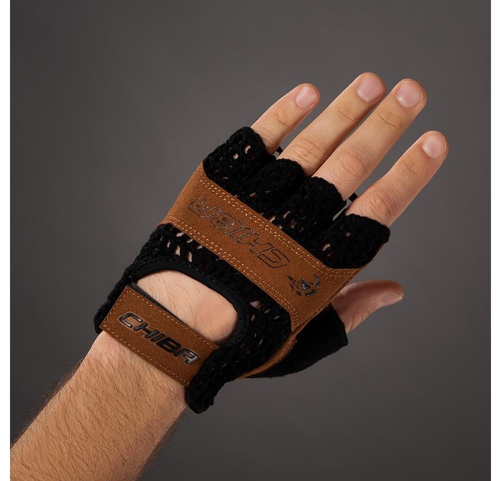 Chiba Fahrradhandschuhe CHIBA Retro - Radhandschuhe kurzfinger schwarz/braun, Größe M, atmungs von Chiba