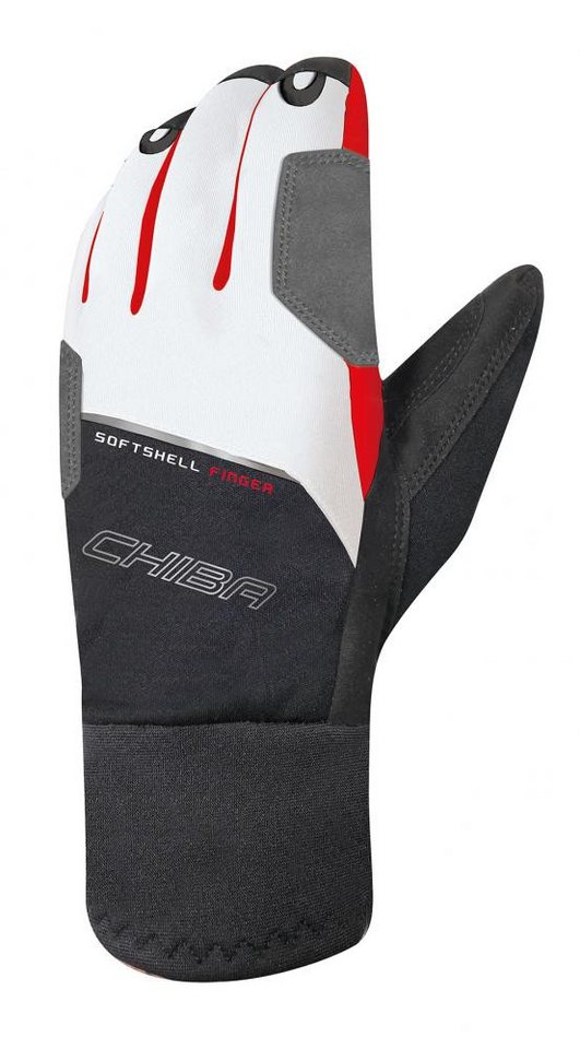 Chiba Fahrradhandschuhe CHIBA Softshell Finger - Radhandschuhe weiß/rot, Größe 7, winddicht & von Chiba