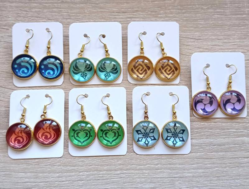 Genshin Ipad Vision Cabochon Ohrringe Gold von ChibiSparkleCreation