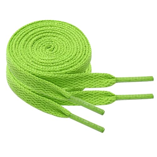 Chic Defend 2 Paar Flach Schnürsenkel 8 mm Breite Ersatz Schuhbänder Flat Sneaker Shoelace für Sportschuhe Turnschuhe Laufschuhe Shoelaces für Herren & Damen 60-180cm, Apfelgrün, 70 cm - 2 Paar von Chic Defend