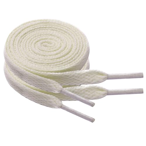 Chic Defend 2 Paar Flach Schnürsenkel 8 mm Breite Ersatz Schuhbänder Flat Sneaker Shoelace für Sportschuhe Turnschuhe Laufschuhe Shoelaces für Herren & Damen 60-180cm, Beige, 60 cm - 2 Paar von Chic Defend