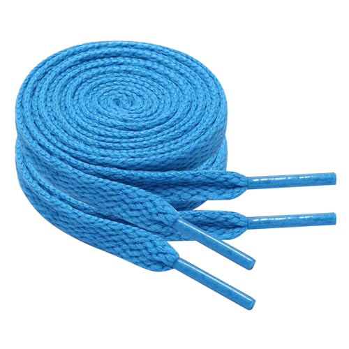 Chic Defend 2 Paar Flach Schnürsenkel 8 mm Breite Ersatz Schuhbänder Flat Sneaker Shoelace für Sportschuhe Turnschuhe Laufschuhe Shoelaces für Herren & Damen 60-180cm, Blau, 180 cm - 2 Paar von Chic Defend