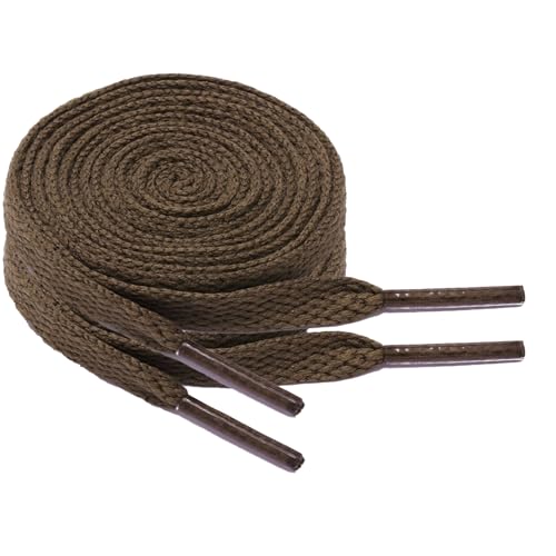 Chic Defend 2 Paar Flach Schnürsenkel 8 mm Breite Ersatz Schuhbänder Flat Sneaker Shoelace für Sportschuhe Turnschuhe Laufschuhe Shoelaces für Herren & Damen 60-180cm, Braun, 80 cm - 2 Paar von Chic Defend