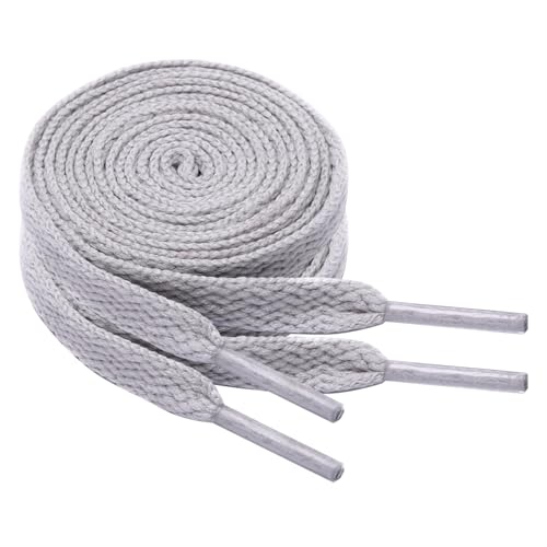 Chic Defend 2 Paar Flach Schnürsenkel 8 mm Breite Ersatz Schuhbänder Flat Sneaker Shoelace für Sportschuhe Turnschuhe Laufschuhe Shoelaces für Herren & Damen 60-180cm, Grau, 130 cm - 2 Paar von Chic Defend