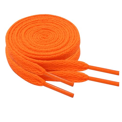 Chic Defend 2 Paar Flach Schnürsenkel 8 mm Breite Ersatz Schuhbänder Flat Sneaker Shoelace für Sportschuhe Turnschuhe Laufschuhe Shoelaces für Herren & Damen 60-180cm, Orange, 100 cm - 2 Paar von Chic Defend
