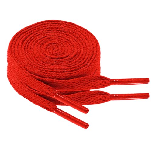 Chic Defend 2 Paar Flach Schnürsenkel 8 mm Breite Ersatz Schuhbänder Flat Sneaker Shoelace für Sportschuhe Turnschuhe Laufschuhe Shoelaces für Herren & Damen 60-180cm, Rot, 80 cm - 2 Paar von Chic Defend