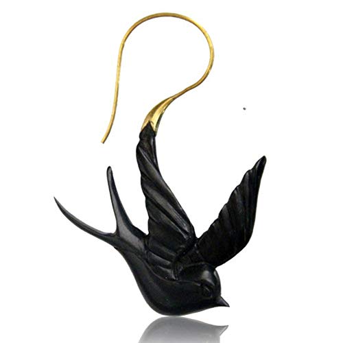 CHICNET Damen Herren Fake Piercing Hook Ohrring aus Holz und Brass in braun Gold als Schwalbe Spirale Flügel Schwalbe CHICNET Damen Herren Fake Piercing Hook Ohrring aus Holz und Brass in braun Gold als Schwalbe Spirale Flügel Schwalbe von CHICNET