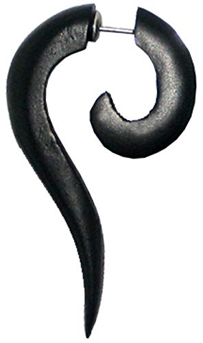 Chic-Net Damen Herren Fake Piercing Spiralen Dehnschnecke Ohrring aus Holz und Edelstahl als Lange Spirale Fragezeichen Form OH-75 Chic-Net Damen Herren Fake Piercing Spiralen Dehnschnecke Ohrring aus Holz und Edelstahl als Lange Spirale Fragezeichen Form OH-75 von CHICNET