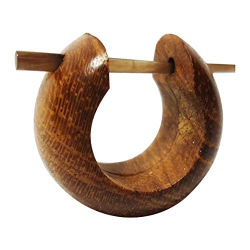 Chic-Net Damen Herren Pin Creolen Ohrringe aus Holz und Horn in verschiedenen Hölzern Teakholz von CHICNET