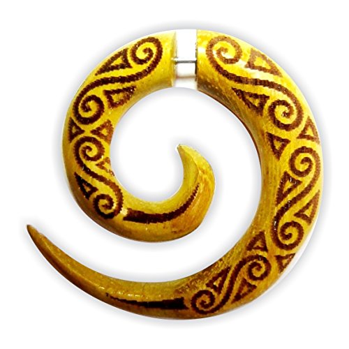 CHICNET Fake Piercing Jackfrucht Holz Edelstahl handgeschnitzt groß Ocker braun graviert |Herren Damen Lobe Holz Expander Dehnschnecke Spirale Dehner |Unisex Ohrstecker Ohrring Ohr Schmuck Spirale CHICNET Fake Piercing Jackfrucht Holz Edelstahl handgeschnitzt groß Ocker braun graviert |Herren Damen Lobe Holz Expander Dehnschnecke Spirale Dehner |Unisex Ohrstecker Ohrring Ohr Schmuck Spirale von CHICNET