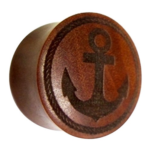 CHICNET Flesh Plug Sawoholz Anker Seil Ring Double Flared Lobe Dehner rot braun Gravur dunkel Expander| Unisex Piercing Damen Herren Meer | Organic Holz Ohrring Ohrstecker 18 mm CHICNET Flesh Plug Sawoholz Anker Seil Ring Double Flared Lobe Dehner rot braun Gravur dunkel Expander| Unisex Piercing Damen Herren Meer | Organic Holz Ohrring Ohrstecker 18 mm von CHICNET