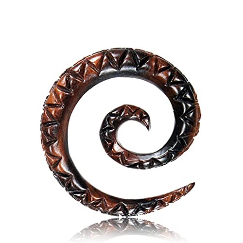 Narraholz Piercing Holz Zick Zack dunkel braun Spirale 4mm 6mm 8mm Dehnschnecke Dehner | Tribal Handarbeit Expander Damen Herren Flesh Lobe Plug Dehnspiralen Tunnel Ohrring Taper Dehnungsstäbe 08 mm von CHICNET