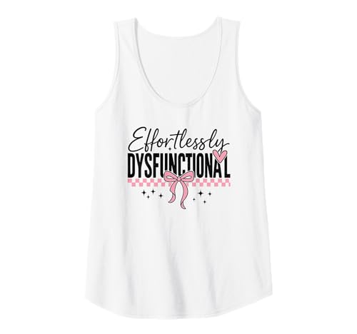Damen Mühelos dysfunktionale Schleife und karierte Retro-Ästhetik Tank Top Damen Mühelos dysfunktionale Schleife und karierte Retro-Ästhetik Tank Top von Chic Retro Humor Tees for Women and Teen Girls