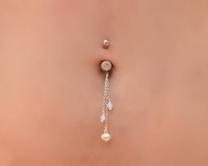 Bauchnabel Ringe Mondstein, Bauchnabel Ring, Bauchnabel Ring, Bauch Piercing, Bauch Ring Dangle, Bauch Silber von ChicEarrings