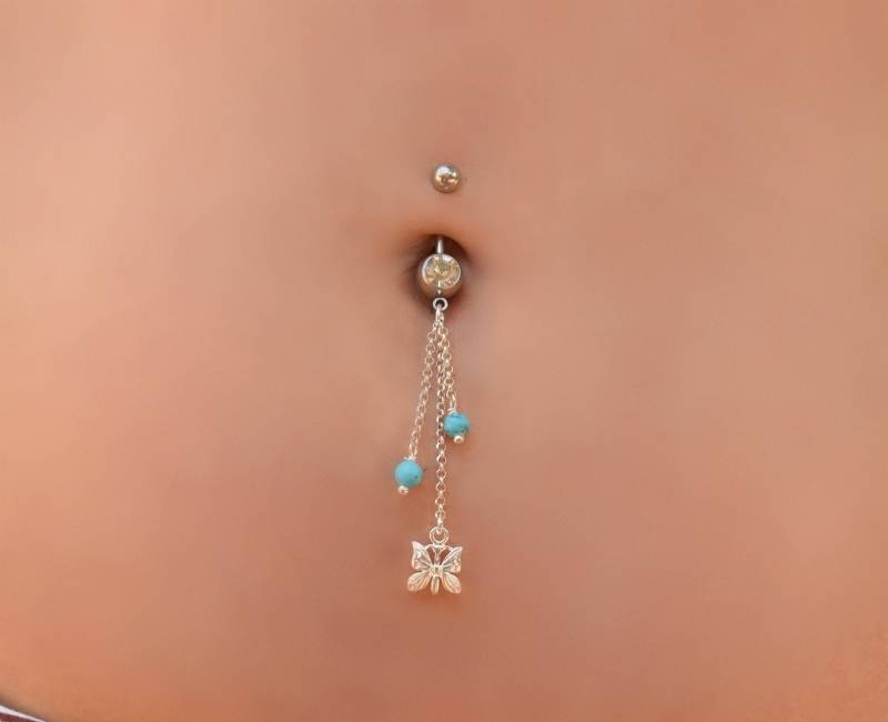 Bauchnabelpiercing Schmetterling , Bauchnabel Ring , Bauch , Türkis Bauch von ChicEarrings