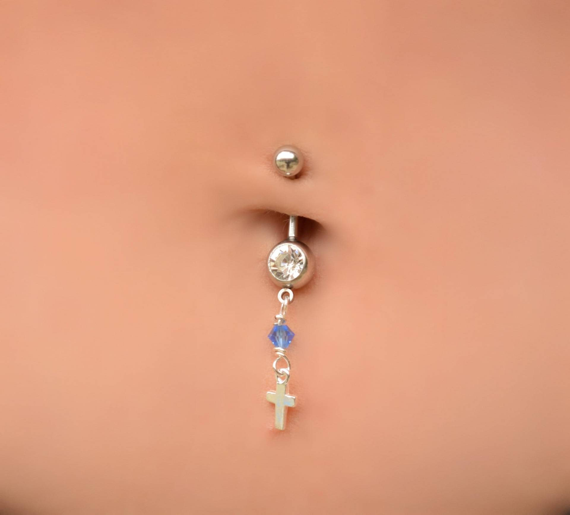 Kreuz Bauchn Ring, Bauchnabel Ringe, Ring Tinycrystal Bead, Bauch Piercing, Schmuck von ChicEarrings