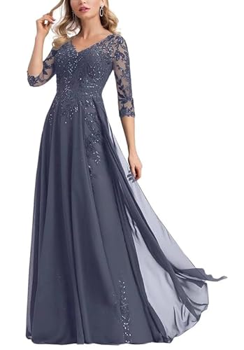 ChicFash Mutter der Braut Kleider Spitze Lange Formale Abendkleider 3/4 Ärmel Plus Size Abendkleid Pailletten von ChicFash