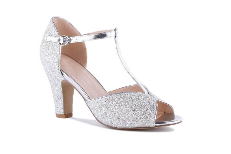Silber Glitter Vintage Inspiriert T Bar Hochzeit Braut Peep Toe Mitte Blockabsatz Sandalen Schuhe Silber Glitter Vintage Inspiriert T Bar Hochzeit Braut Peep Toe Mitte Blockabsatz Sandalen Schuhe von ChicFeetDesigns