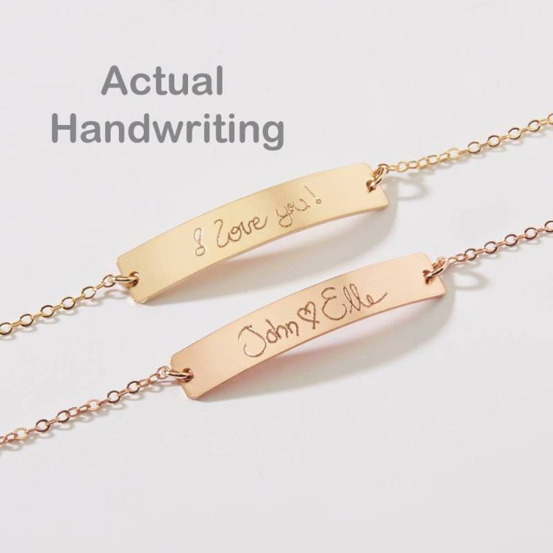 Benutzerdefinierte Handschrift Armband-Tatsächliche Bar-Memorial Signature-Kids Handschriftliche Notiz-Mutter's Tag Geschenk-Gold-Rose-Silber-Kg250B von ChicInGold