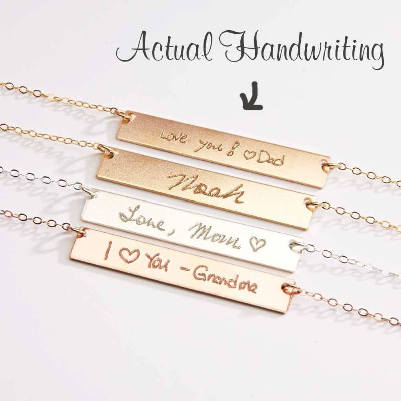 Benutzerdefinierte Handschrift Halskette-Tatsächliche Bar-Personalisierte Erinnerung Signature-Kids Handschriftliche von ChicInGold