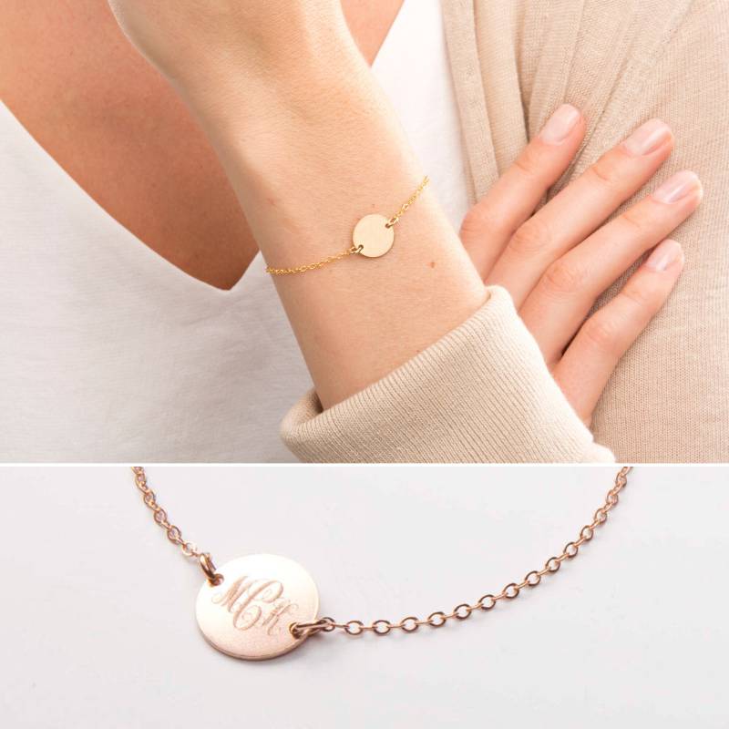 Benutzerdefinierte Monogramm Armband-Personalisierte 1/2 Zoll-Interlocking-Hochzeit-Brautjungfern Geschenk-14K Gold Filled, Rose, Sterling von ChicInGold