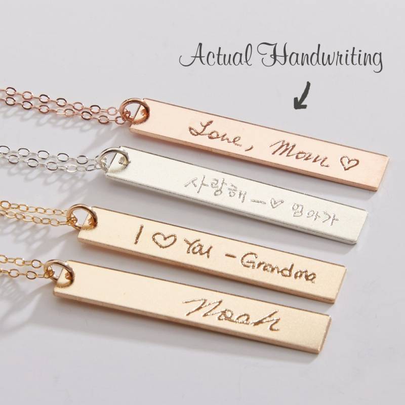Handschrift Halskette-Tatsächliche Schmuck - Mehrere Bars-Personalisierte Erinnerung Signature-Kids Handschriftliche Note-Gold-Rose-Silber-Cg261N von ChicInGold