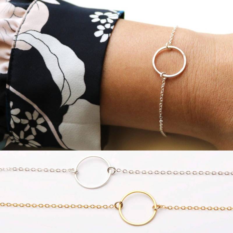 Offener Kreis Armband-Karma-Bester Freund-Freundschaft-Brautjungfern-Hochzeit-Braut-Für Immer Liebe-Gold Filled, Sterling Silber-C.g.294B von ChicInGold