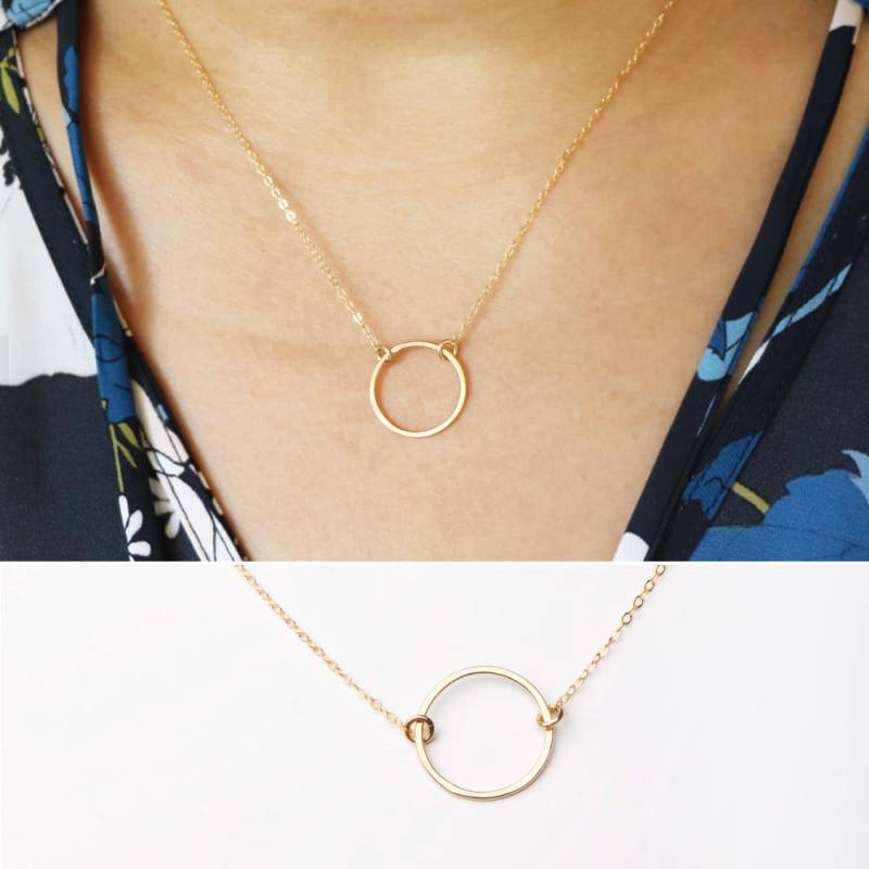 Offener Kreis Halskette-Karma-Bester Freund-Freundschaft-Brautjungfern-Hochzeit-Braut-Für Immer Liebe-Gold Filled, Sterling Silber-C.g.293N von ChicInGold