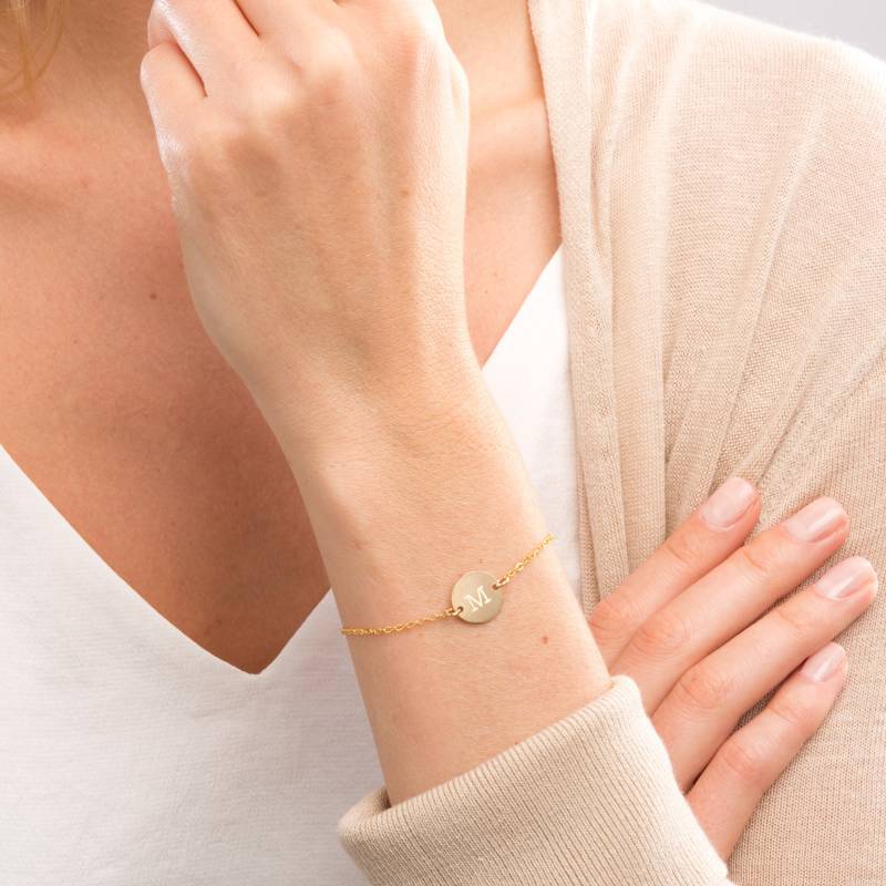 Personalisiertes Kleines Rundes Scheibenarmband-1/2 Zoll-Initiale, Hundenpfote, Herz, Symbole - Gold Gefüllt, Roségold Gefüllt & Sterling von ChicInGold