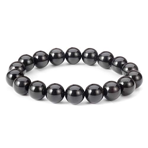 Natürliche Schwarze Obsidian Armband 10MM tibetische Mala Bead Crystal Edelsteine ​​Armband für Männer Frau von Thajaling