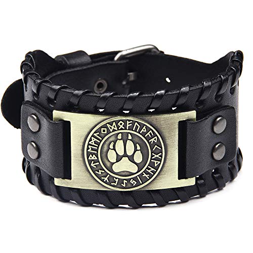 Verstellbares Lederarmband Wolf Krallenmuster Vintage Titan Herren-Armband von Thajaling