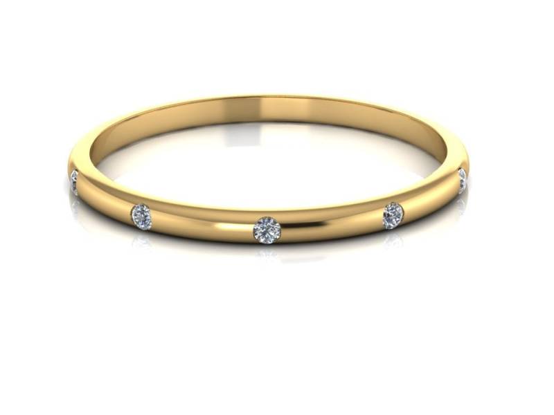 14 K Gelbgold-Ring Fünf Diamanten Ringschiene Ehering Einfache Diamant Band Stapelbar Zarte von ChicJoaillerie