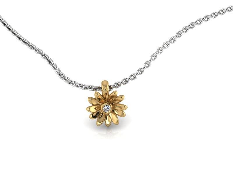 14K Gold Blumen Anhänger Diamant Halskette Für Frauen von ChicJoaillerie