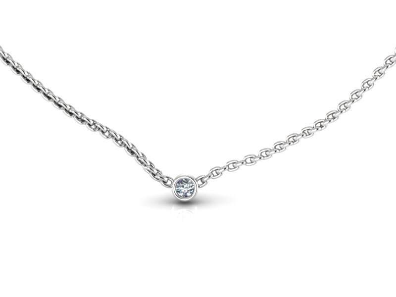 14K Gold Diamant Solitär Halskette Anhänger Layered von ChicJoaillerie