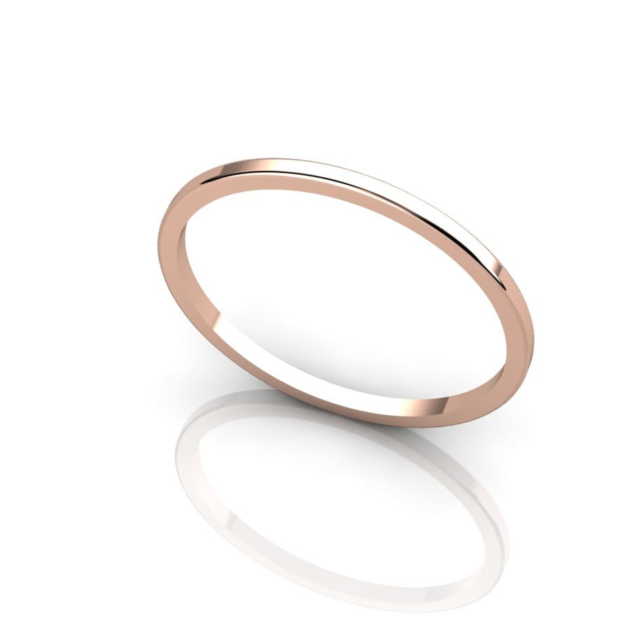 14K Gold Plain Rose Band Hochzeit Zierliche Ring Stapelbare Dünne Zarte Stapeln von ChicJoaillerie
