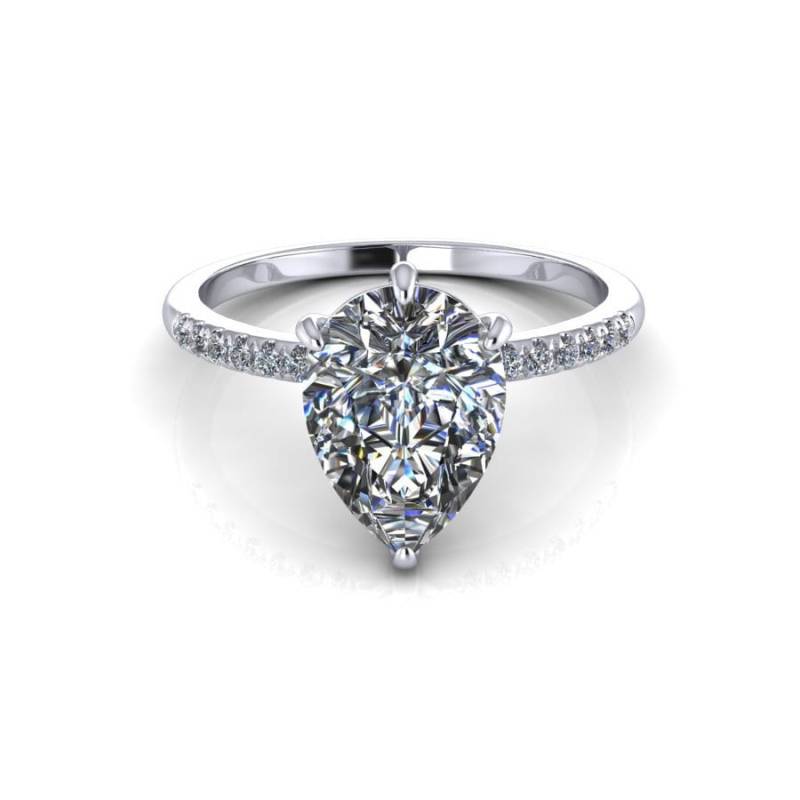 14K Weißgold Verlobungsring Birnenform Diamant Alternative Ring Erschwingliche Ehering von ChicJoaillerie