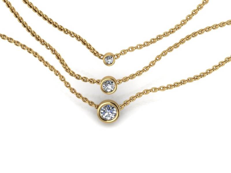 Dainty 14K Weißgold Diamant Solitär Anhänger Dby Schüttgut Hochzeitshalskette Brauthalskette Lünette Halskette von ChicJoaillerie