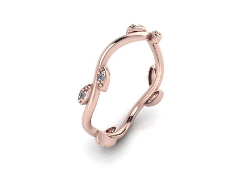 Diamant Blatt Band 14K Rose Gold Zarte Bio Antik Passenden Ehering Diamant Blatt Band 14K Rose Gold Zarte Bio Antik Passenden Ehering von ChicJoaillerie