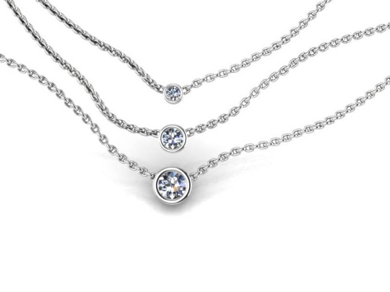 Diamant Layered Halskette 14K Weißgold Kleine Solitare Für Frauen Frau von ChicJoaillerie