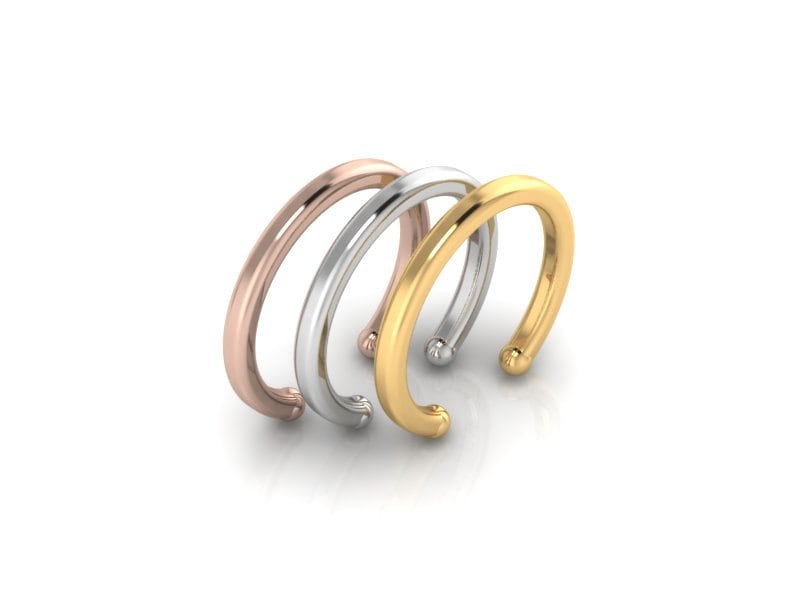 Einfache Schlichte Ohrmanschette 14K Rose Gold Schmuck Kein Piercing Ohrring Single Aufschieben von ChicJoaillerie