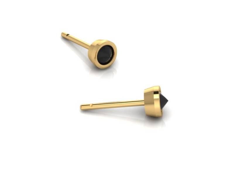 Gold Black Diamond Ohrringe Lünette Einfache Minimalist Ohrstecker von ChicJoaillerie