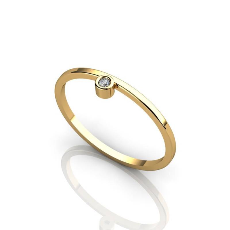 Gold Minimalist Ring Single Diamant Zarte Band Zierliche Schmuck von ChicJoaillerie