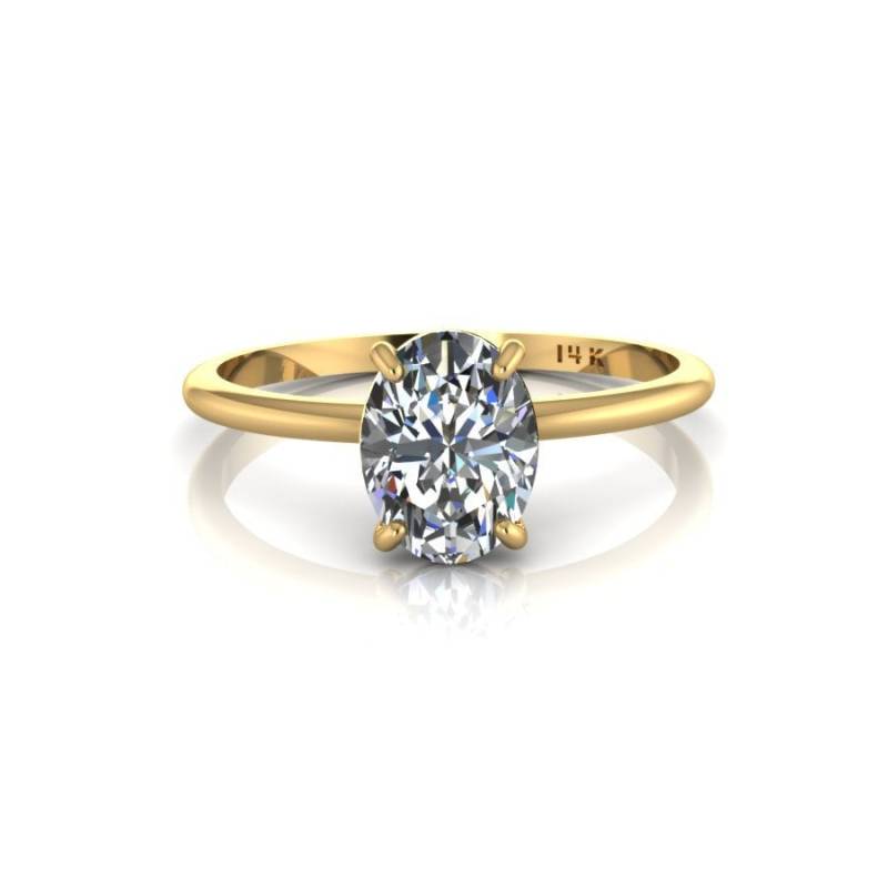 Gold Oval Verlobungsring Moissanit 14K Solitaire Setting Zarter Brautschmuck von ChicJoaillerie