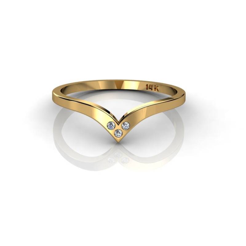 Gold V Ring 14K Gebogener Band Chevron Diamant Matching Ehering Gold V Ring 14K Gebogener Band Chevron Diamant Matching Ehering von ChicJoaillerie