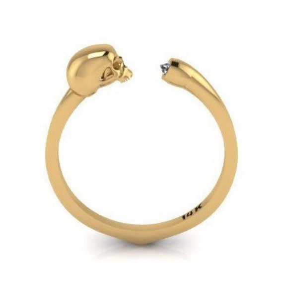 Massiver Gold Totenkopf Ring Einzigartige Schädel Gelb Skulls Zierliche Stapelbar Goth Band von ChicJoaillerie